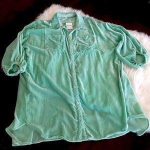 Free people mint green velvet tunic size extra small NWT